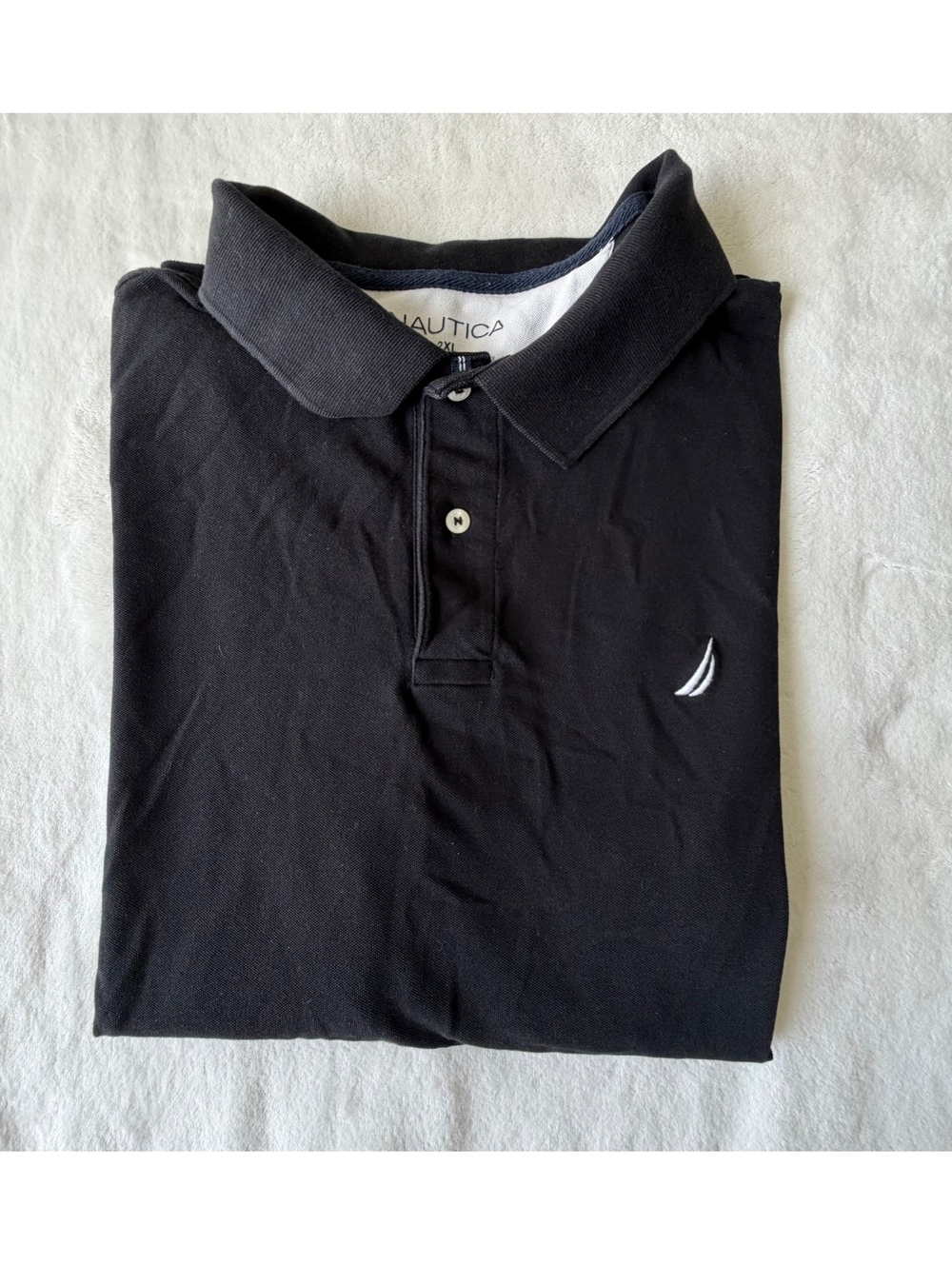 Nautica Men's 2XL Black Short Sleeve Polo Shirt Cotton Blend